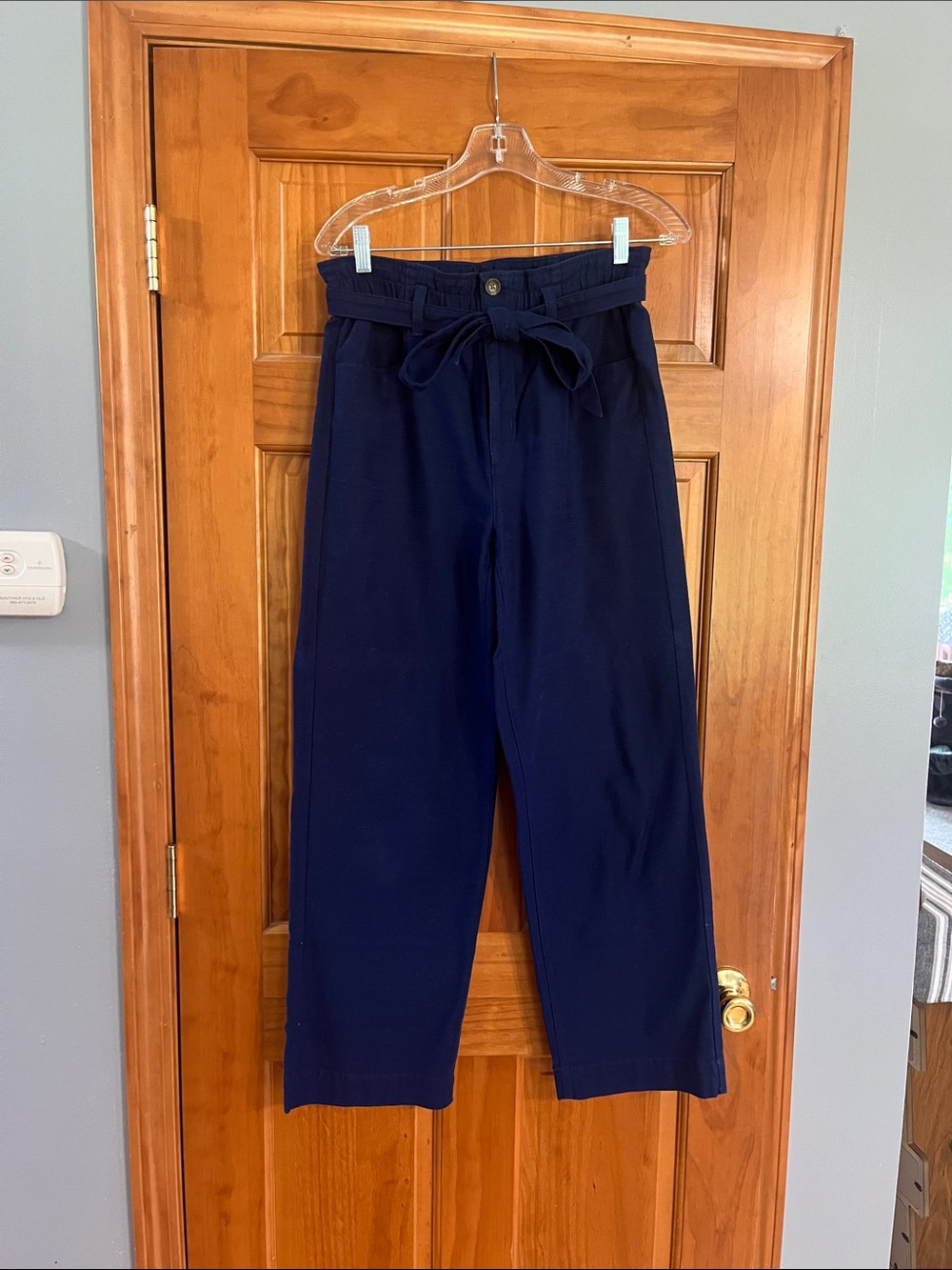 J. Crew Factory Navy Paperbag Waist Wide-Leg Pants